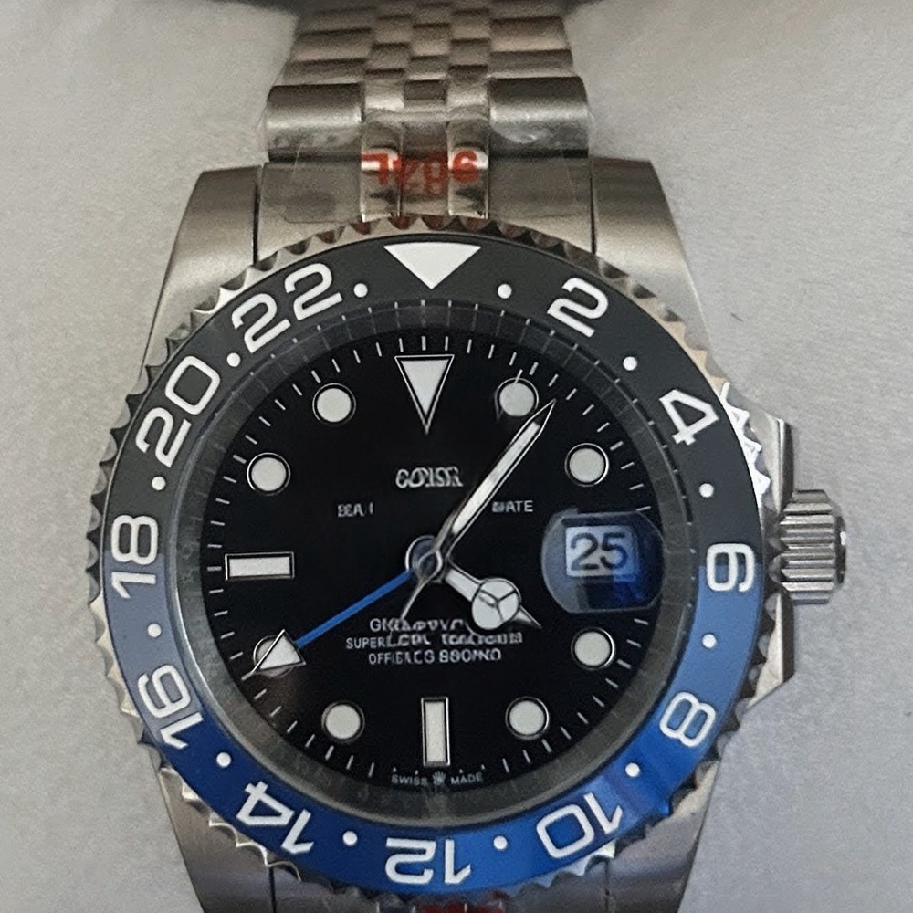 Men's Silver and Blue Watch
